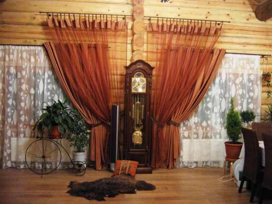 Гостиная Прованс Кантри в бревенчатом доме