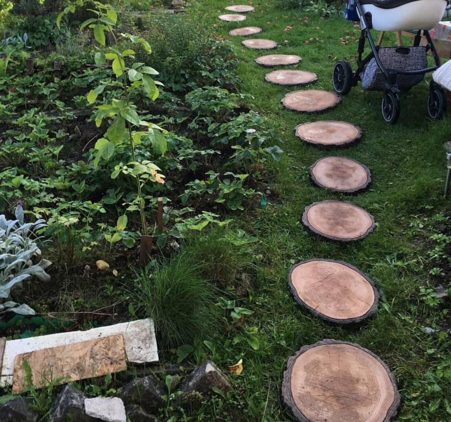 Дорожка из спилов дерева