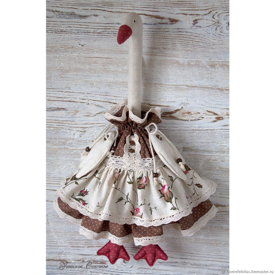 Пакетница изо льна Гусь