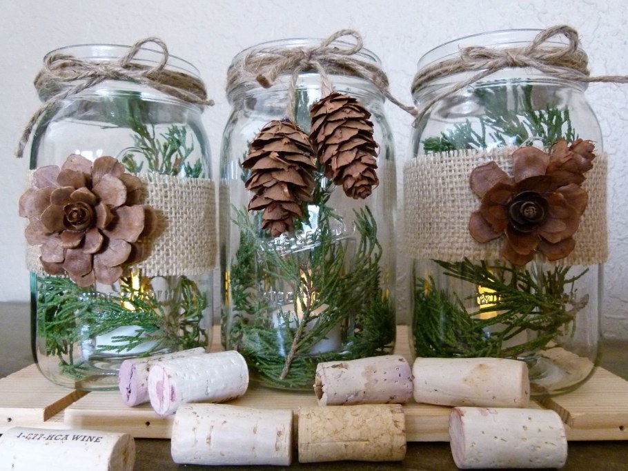 Новогодний декор стеклянной банки