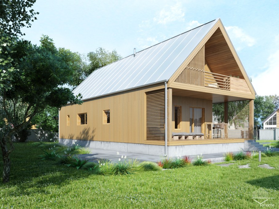 Пристройка к дому с мансардной крышей