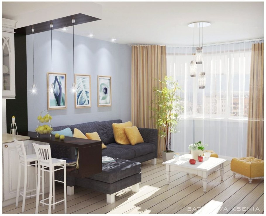 Кухня с гостинной 30кв м интерьер