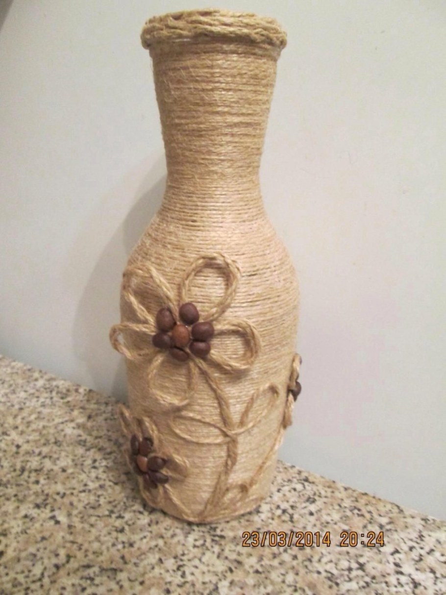 Декор вазы из джута