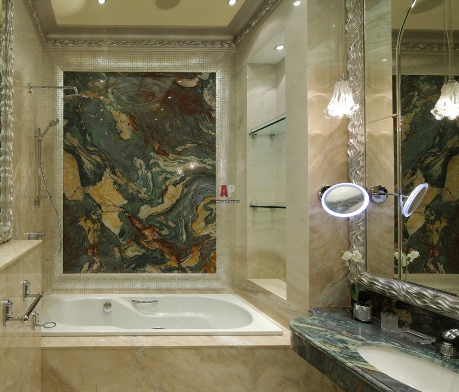 Оникс зеленый мрамор ванная