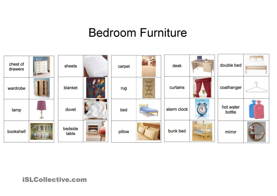 Мебель на английском языке