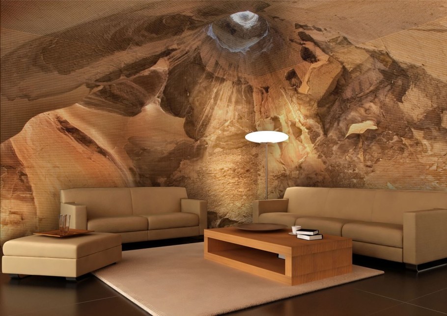 Гибкий камень в интерьере гостиной
