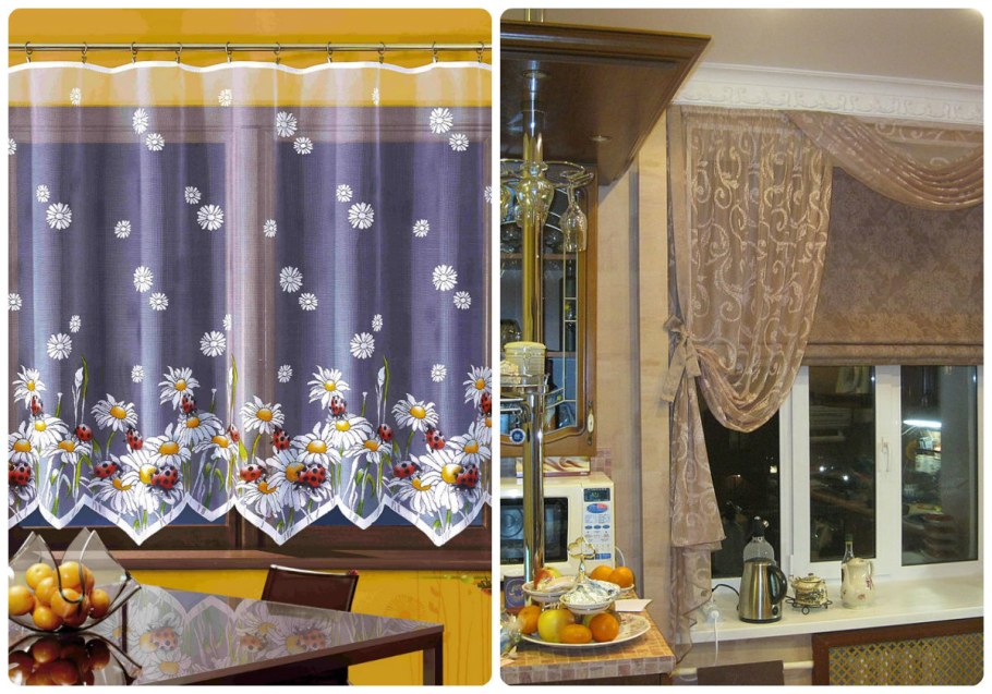 Тюлевые занавески для кухни