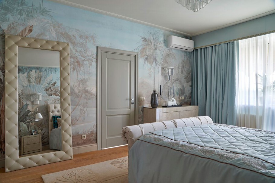 Фреска Аффреско в интерьере спальни