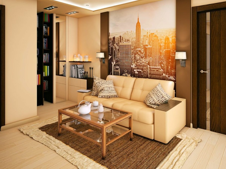 Гостиная в теплых оттенках