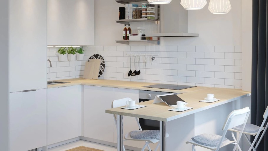 Кухня в скандинавском стиле с окном