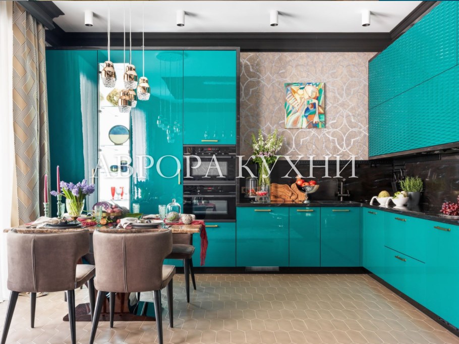 Кухня в бирюзовом цвете