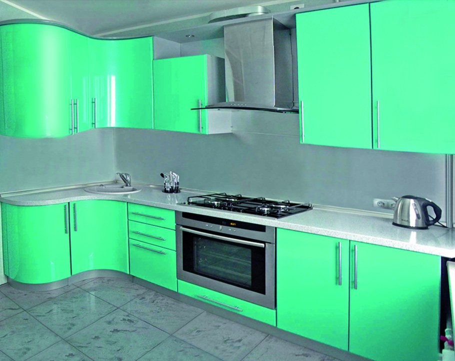 Бирюзовый кухонный гарнитур