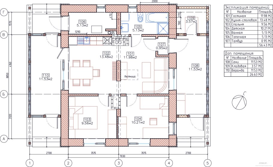 Проекты одноэтажных кирпичных домов чертежи