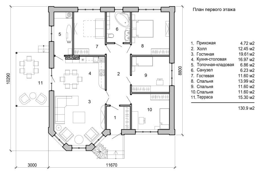 Планировка дома одноэтажного 110 кв