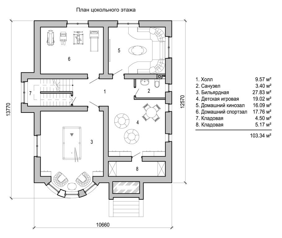 План дома с эркером двухэтажный и цокольным этажом