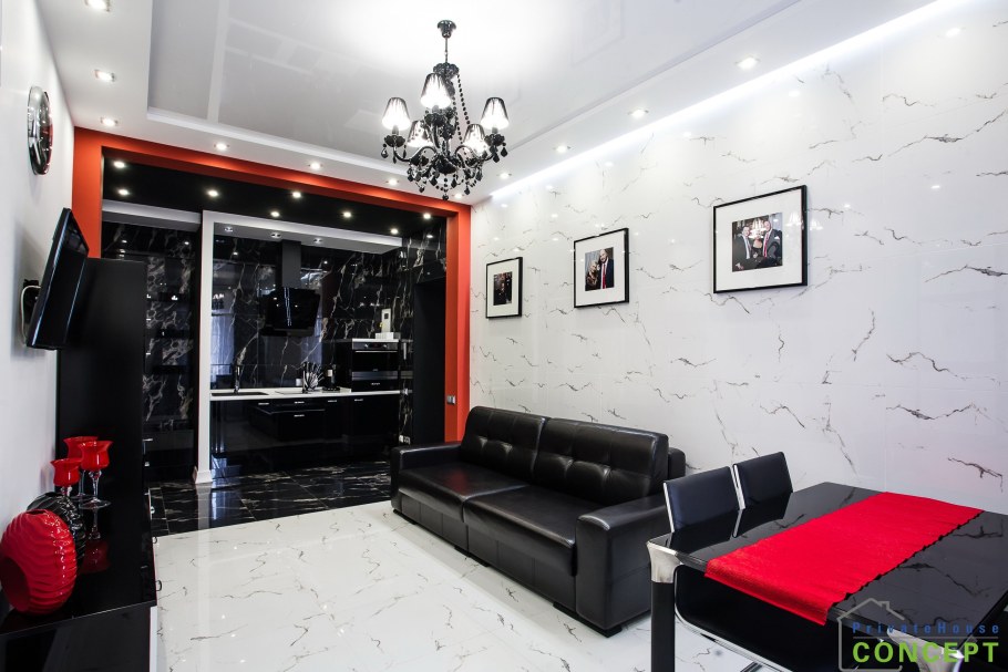 Черно красный интерьер квартиры
