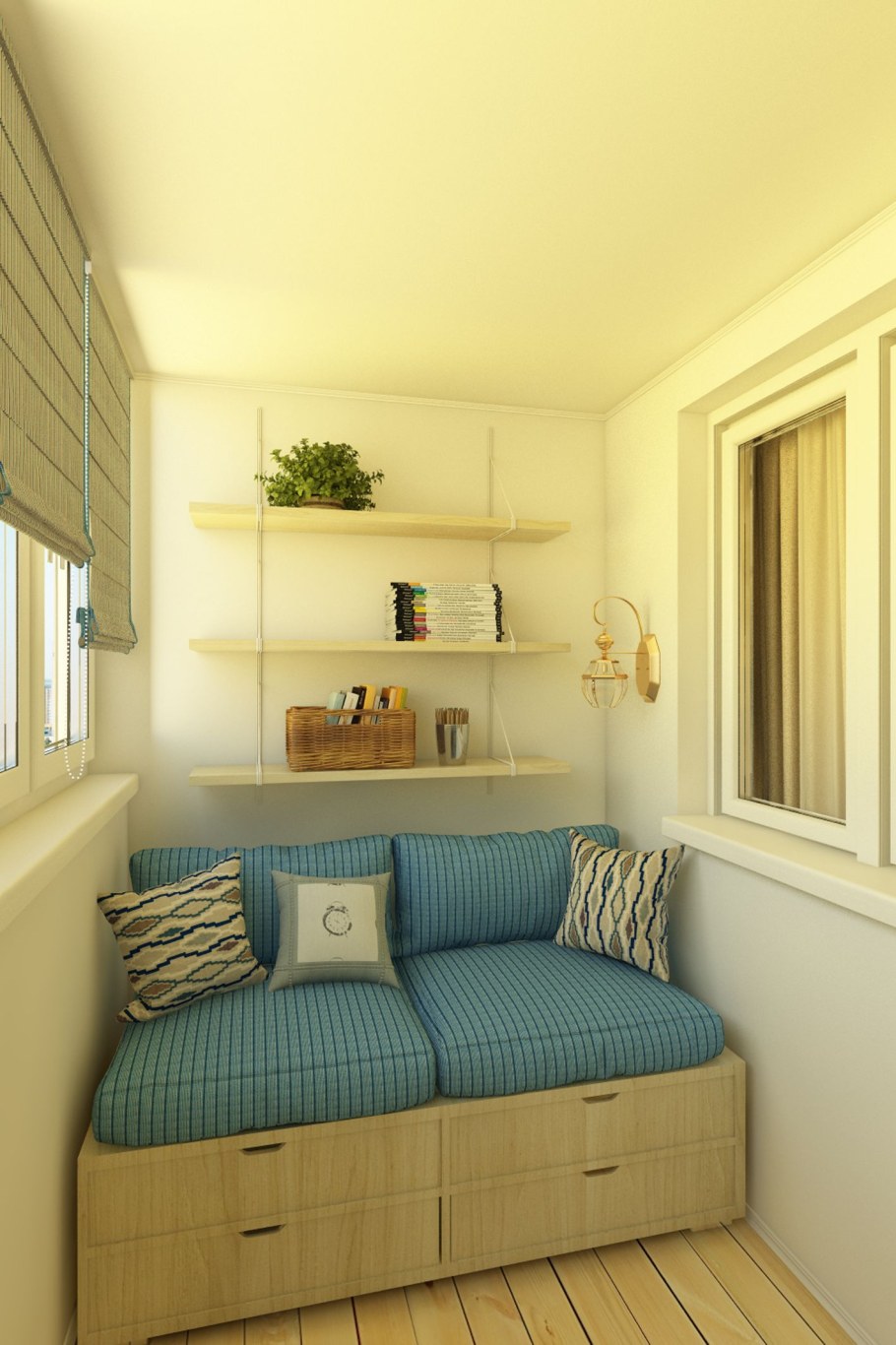 Диван в эркере гостиной