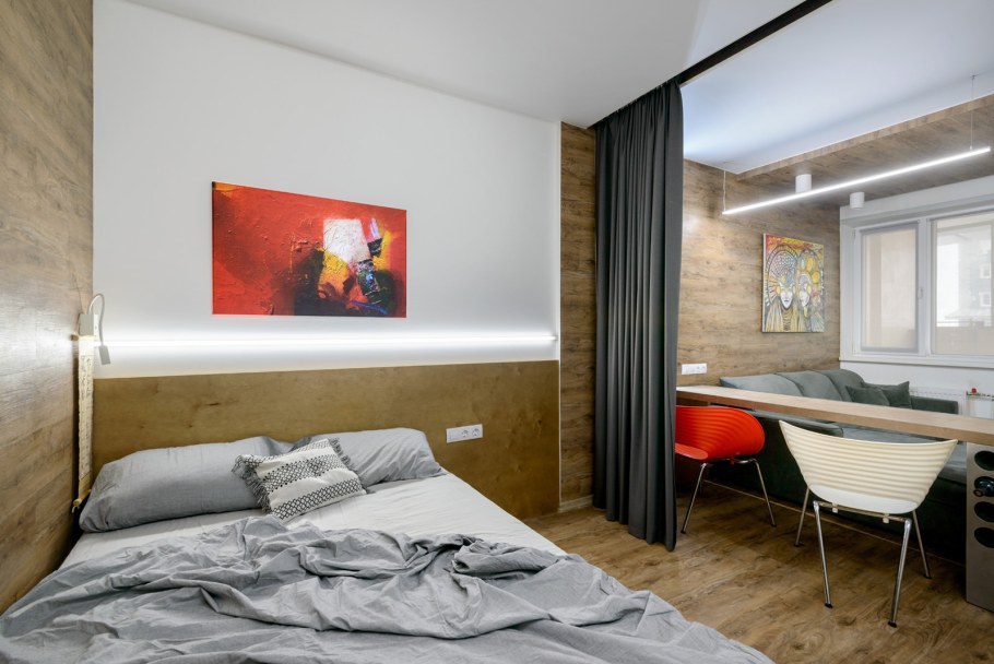 Спальная зона в однокомнатной квартире