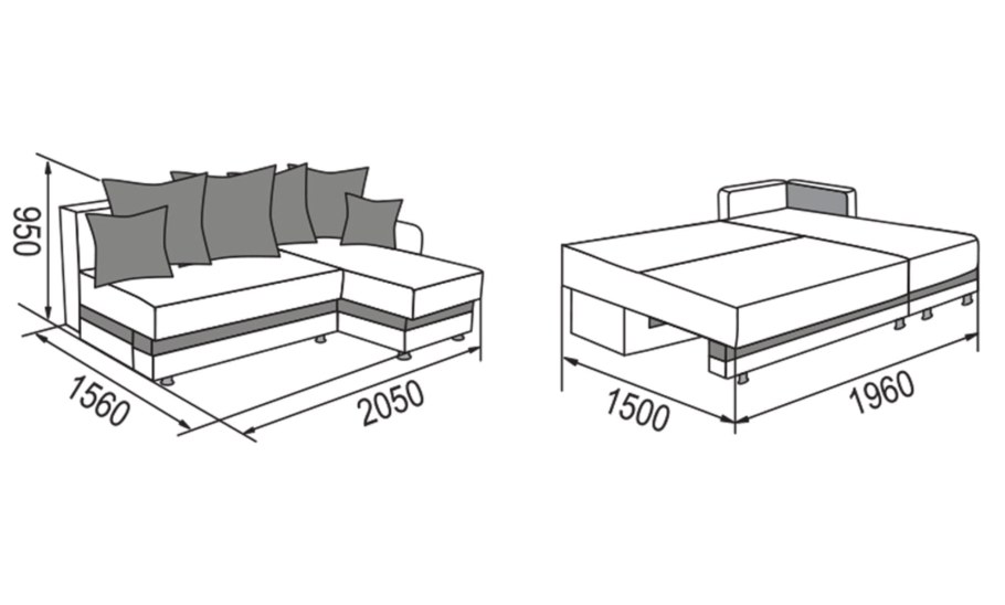Диван угловой габариты 2000х1400