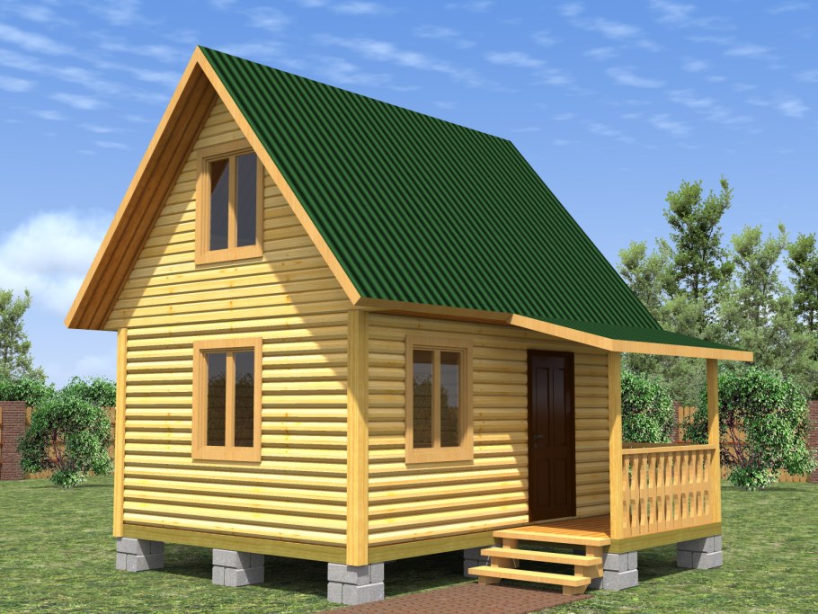 Дачный дом 4х4 с мансардой из бруса 150х150