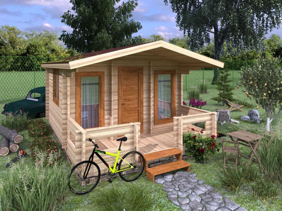 Дачный домик с верандой 4х8