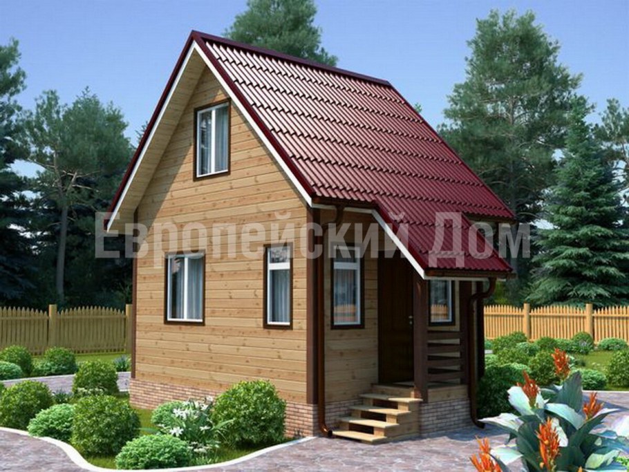 Дачный домик 5х4 с мансардой