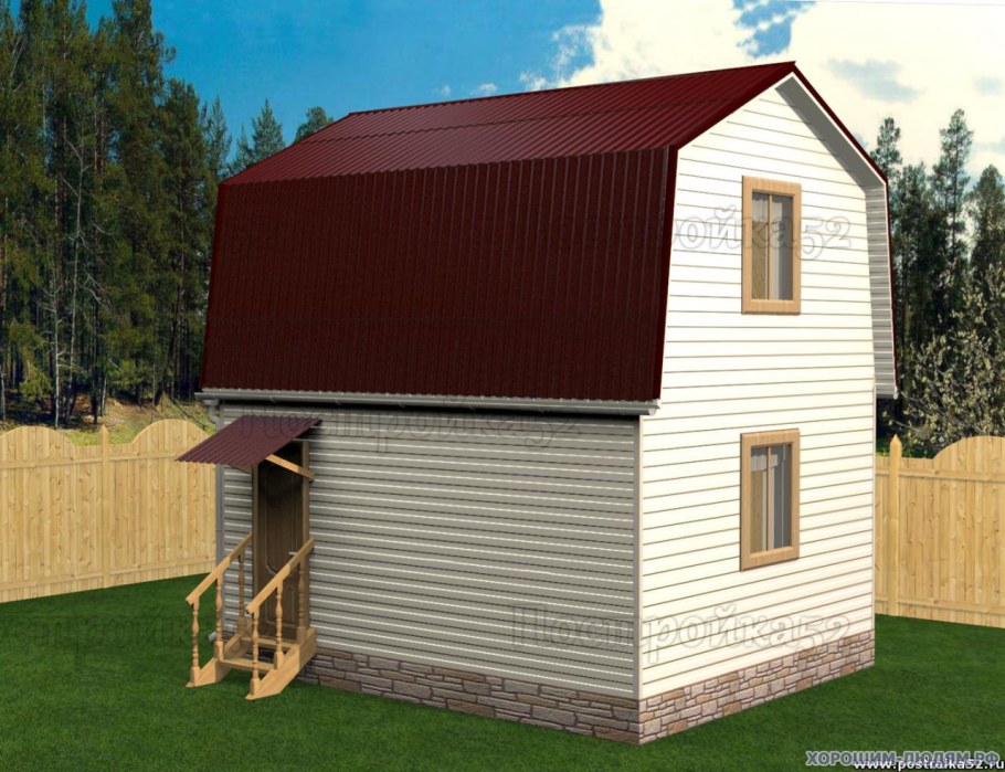 Дачный дом 6х6 с мансардой