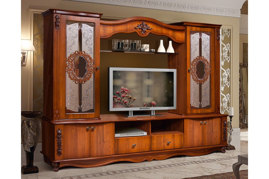 Стенка Версаль шкаф комбинированный КМК 0436.1 орех эко