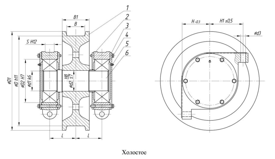Колесо крановое к2р 500х100 чертеж