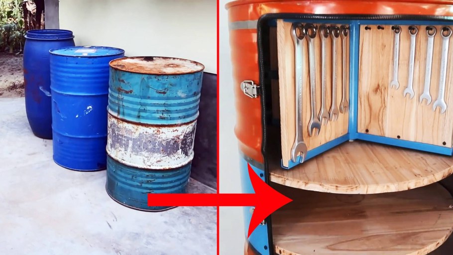 Шкаф из деревянной бочки