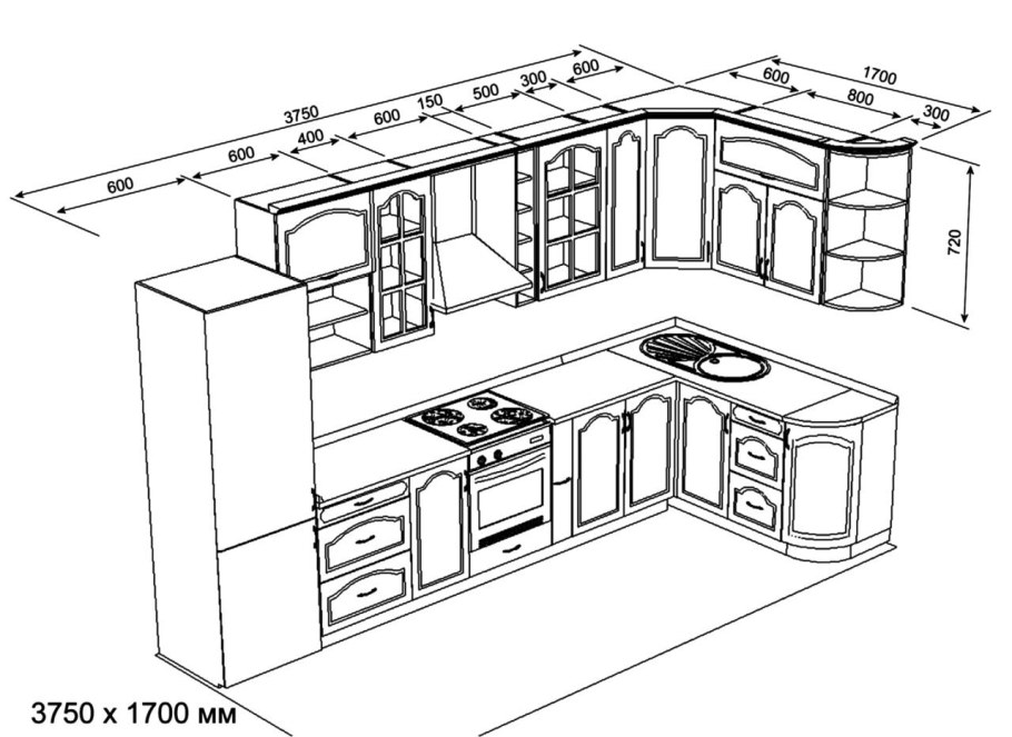 Чертежи раскроя кухонной мебели