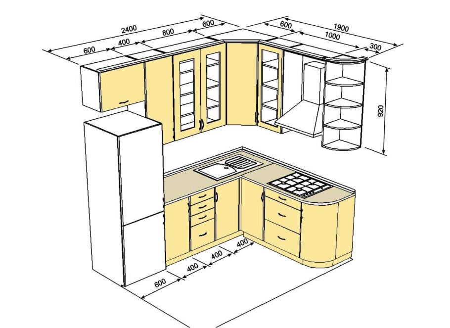 Проект кухни угловой