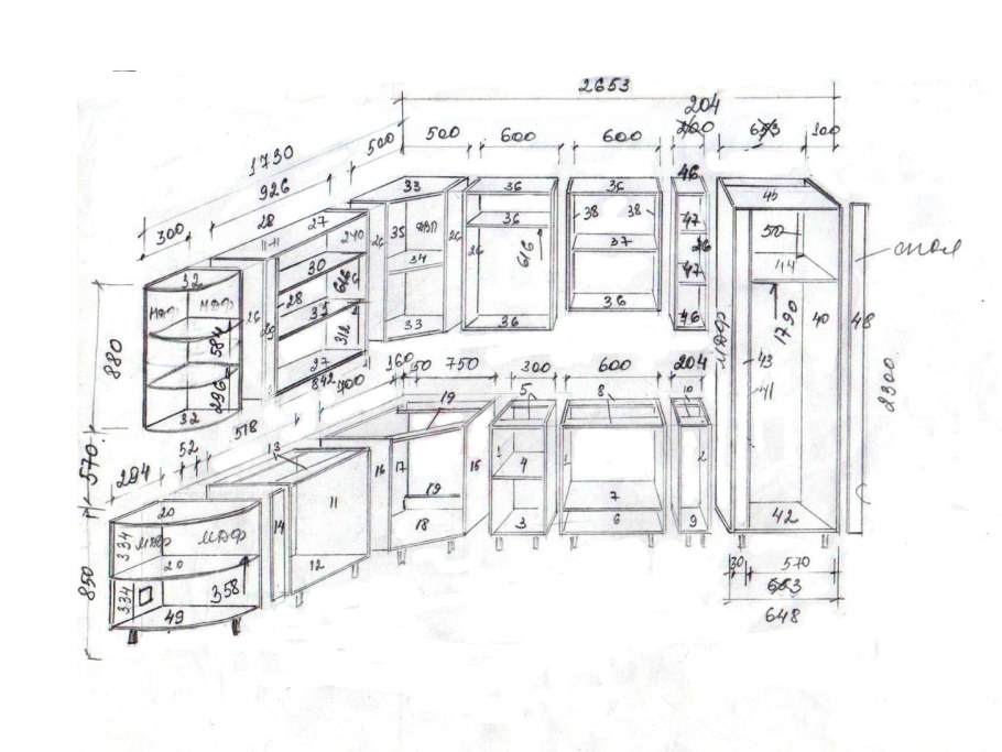 Разметка для кухни замерный лист