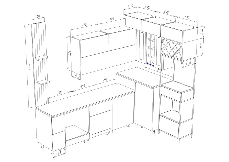 Кухня мебель высота размер
