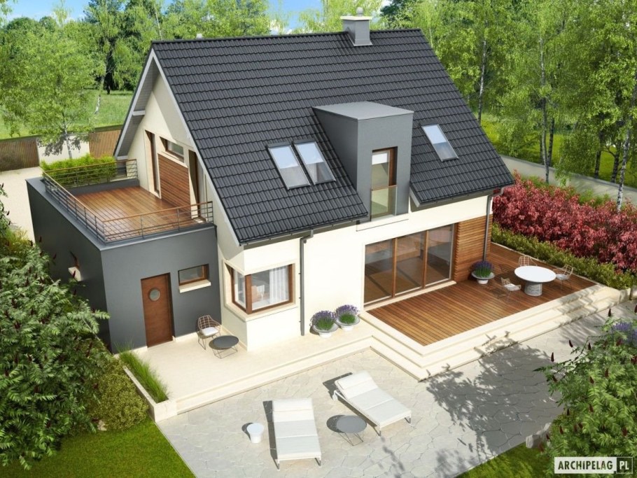 Дом с мансардой и террасой 120кв и гаражом