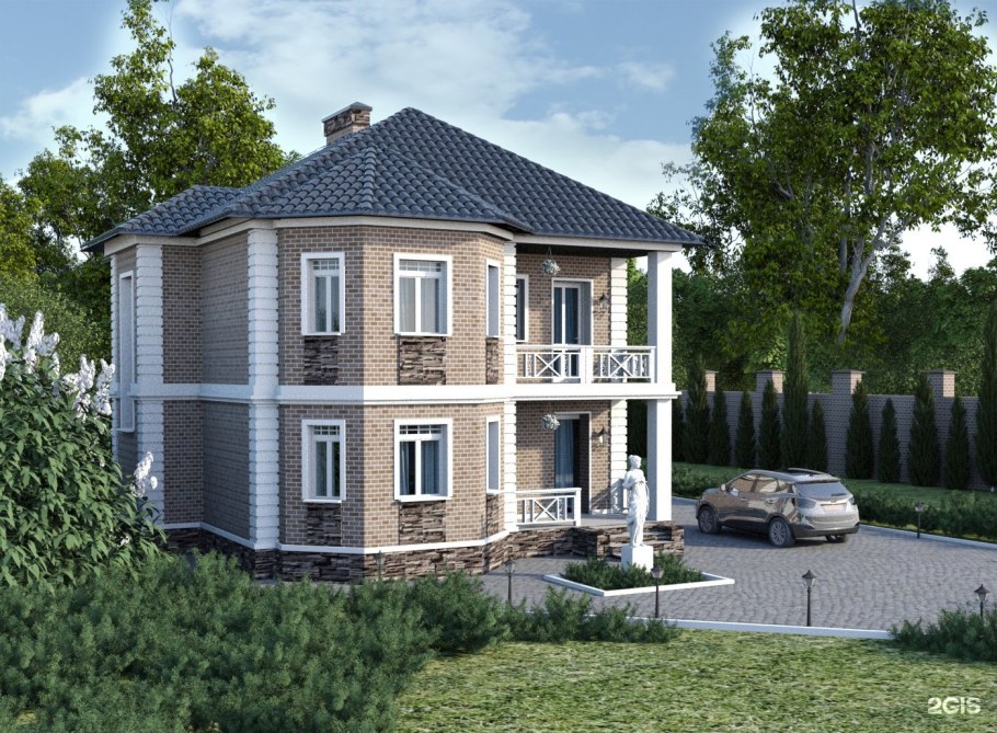 Двухэтажный коттедж с балконом