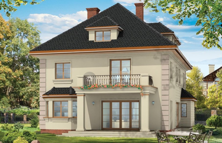 Двухэтажный коттедж с балконом