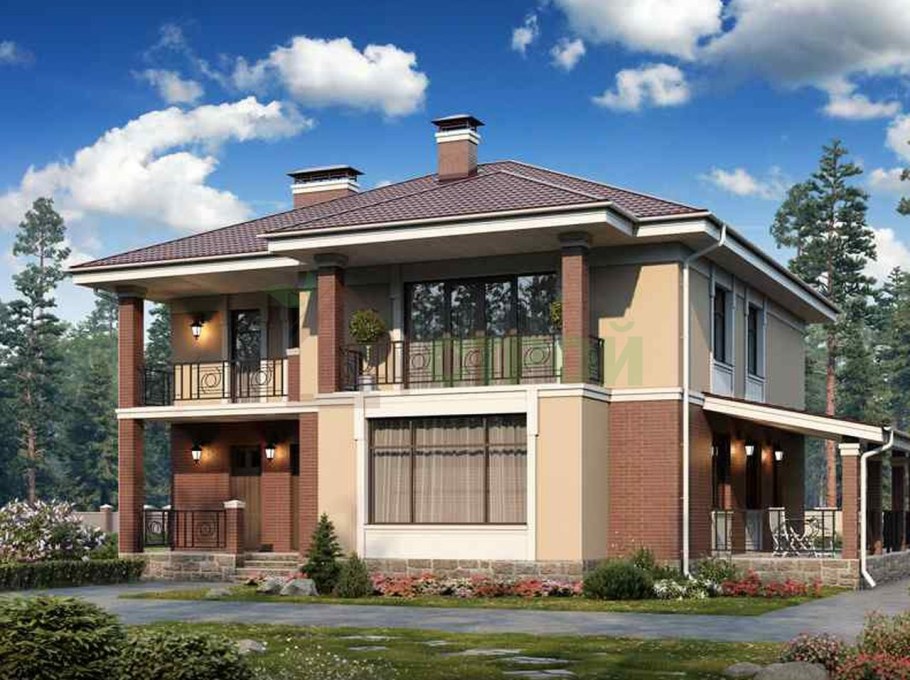 Проекты двухэтажных домов с террасой и балконом