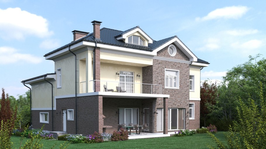 Трехэтажный дом с гаражом