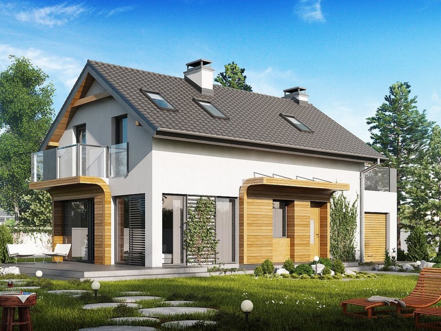 Компактный двухэтажный дом с гаражом