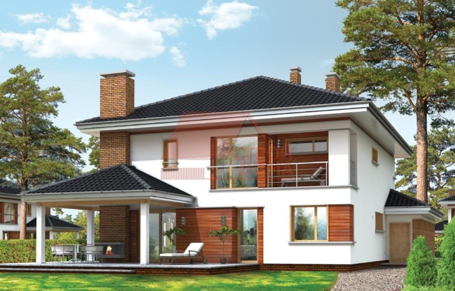 Коттеджи с четырехскатной крышей и балконом