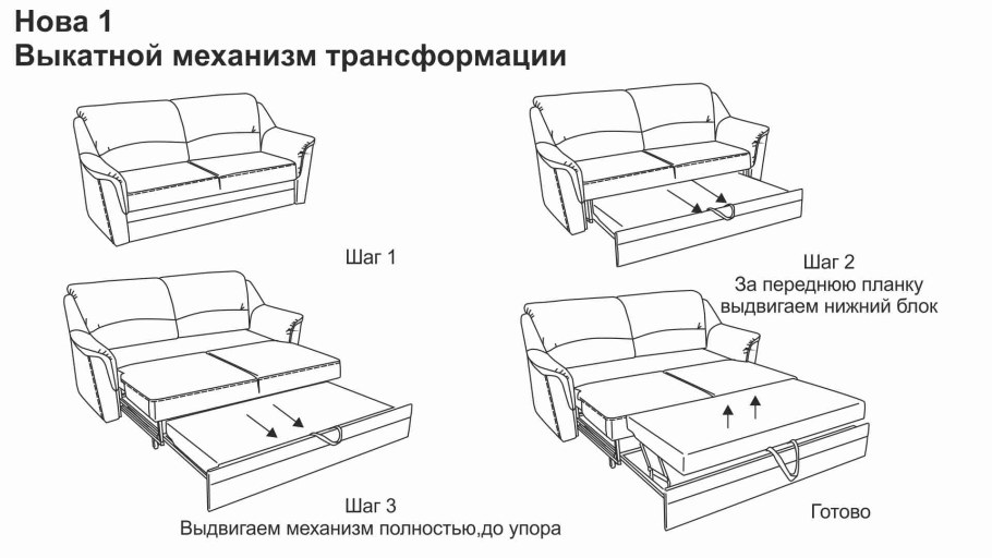Выкатной диван схема