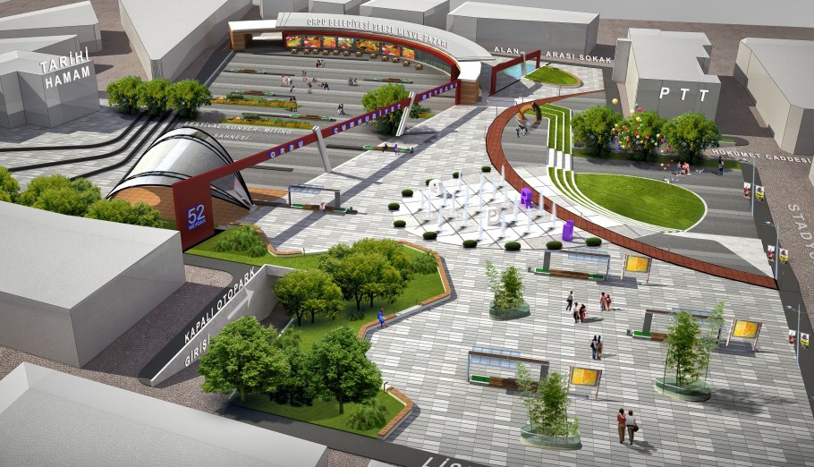 Геометрический стиль сквера