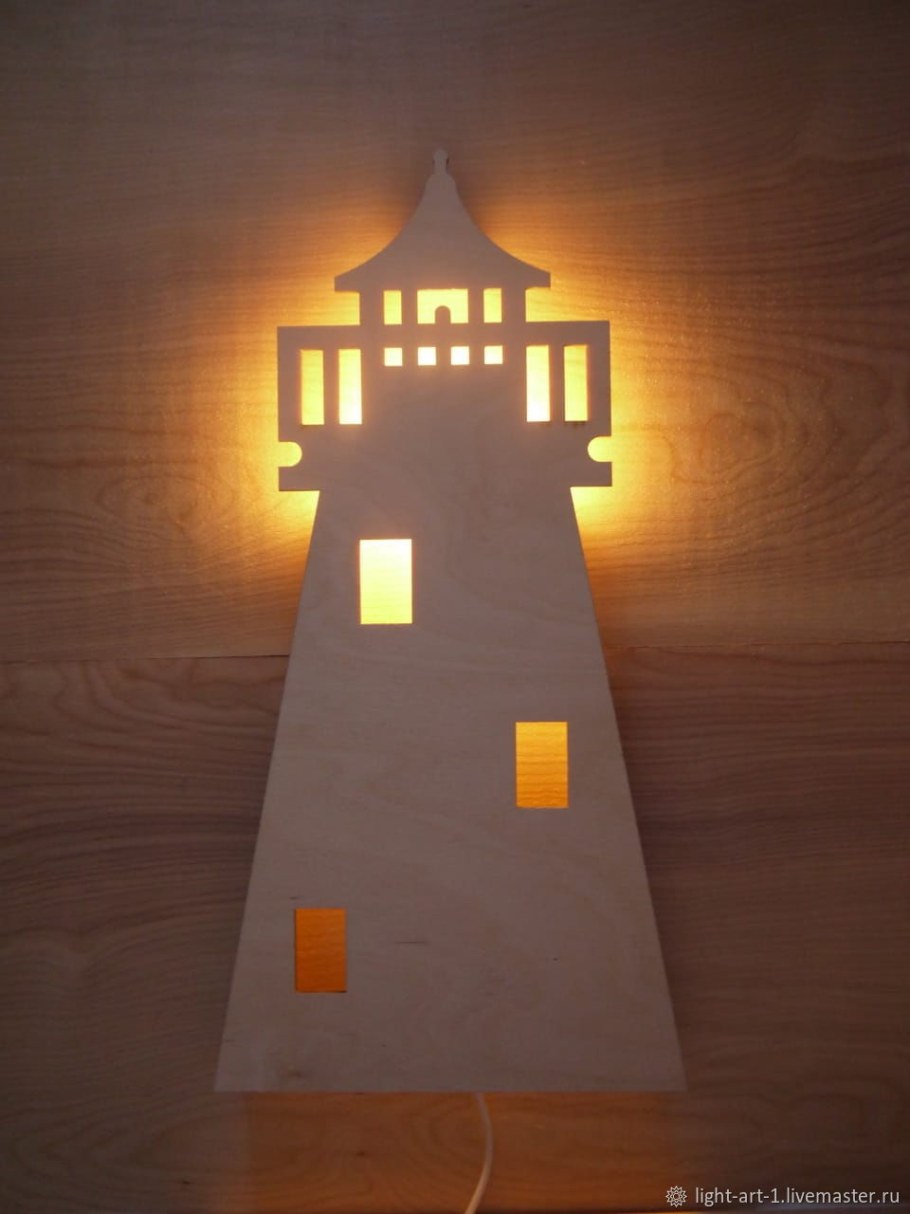 Seashop / предмет декора в морском стиле "Маяк" с led подсветкой 31 см, металл