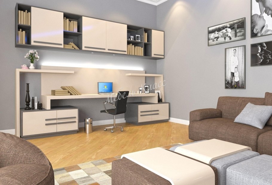 Компьютерный стол в гостиной