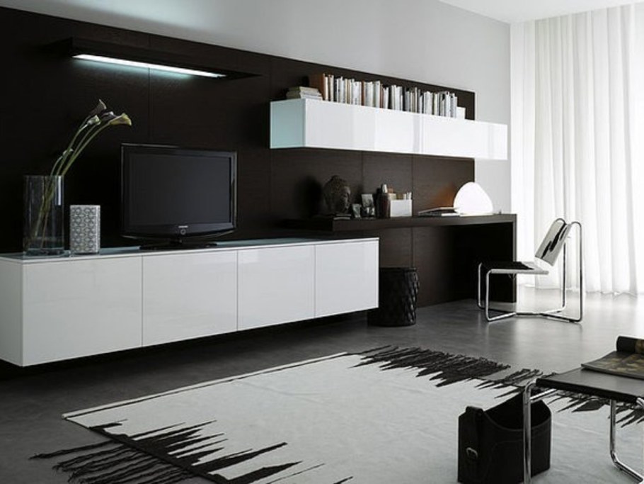 Стенка для гостиной с компьютерным столом