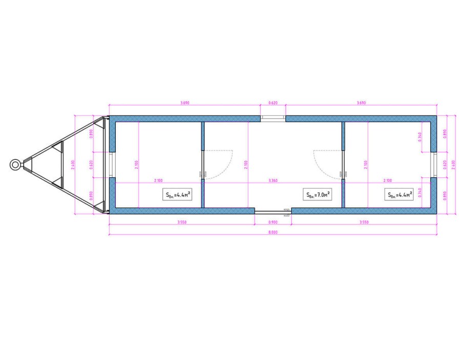 Чертёж сарая 3х3 односкатная
