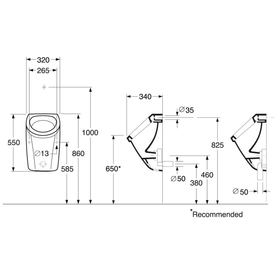 Писсуар подвесной Gustavsberg Saval 7g500001 с горизонтальным выпуском