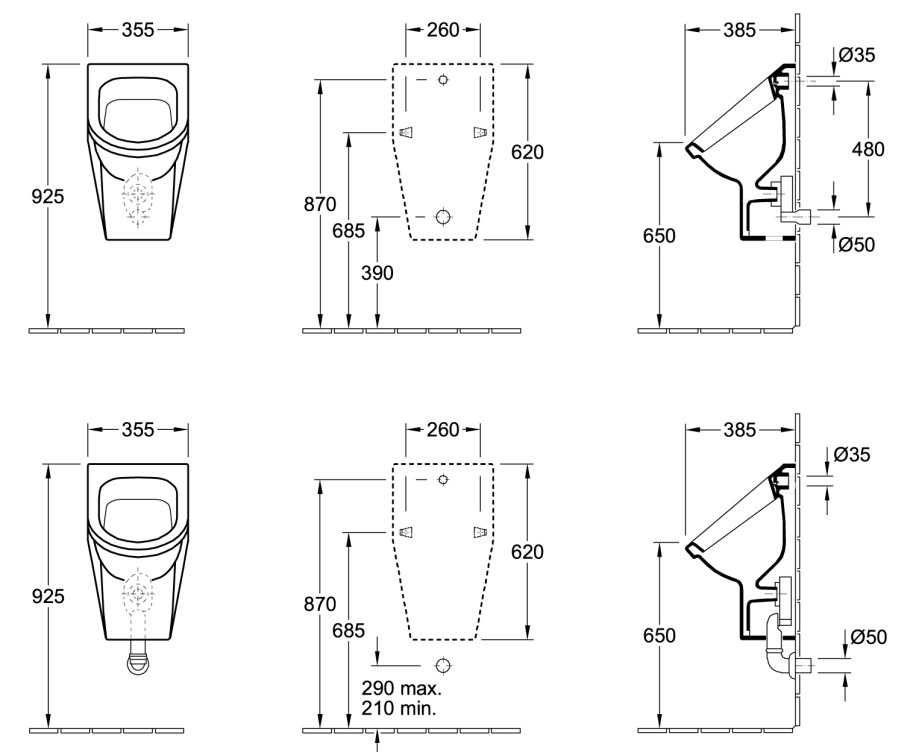 Писсуар подвесной из нержавеющей стали Moeff MF-313