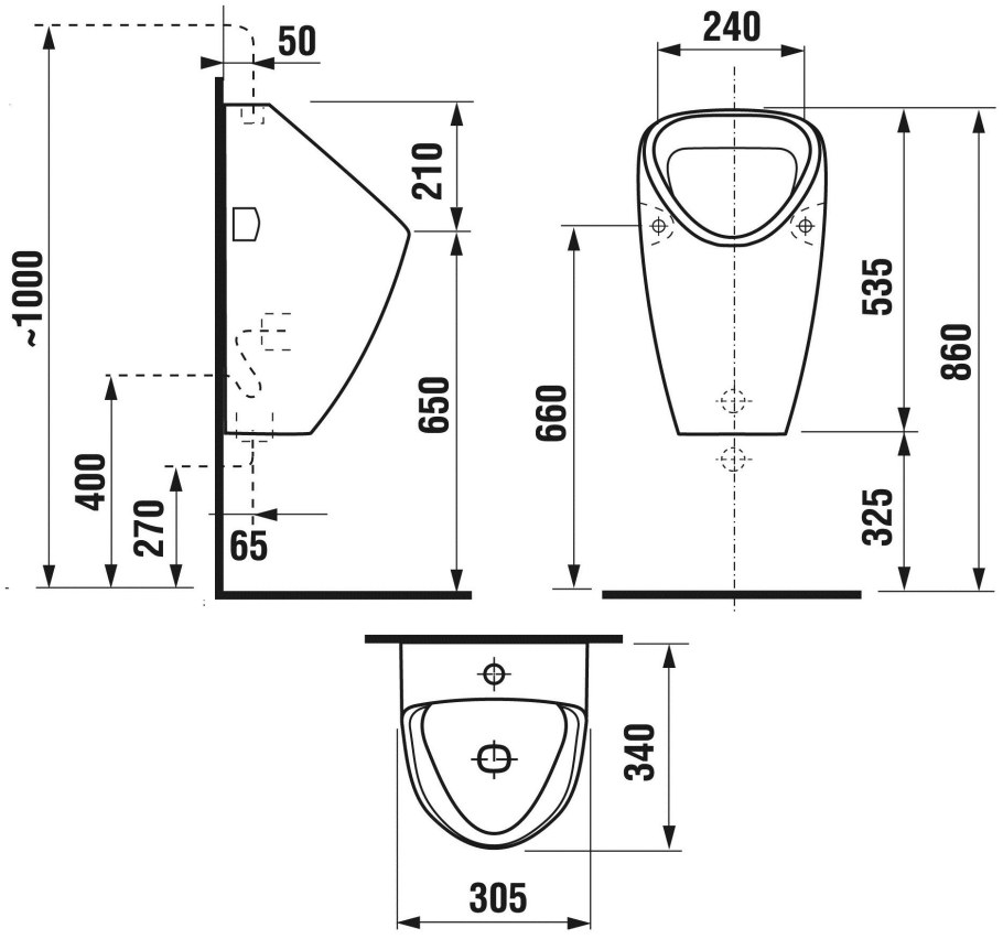 Jika Golem 8.4306.1.000.000.1 писсуар настенный, наружный подвод воды